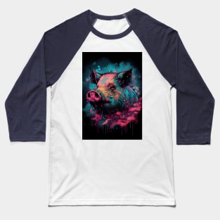 Pig Art Style 90s Baseball T-Shirt